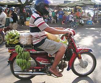 Motorcycle with a load of food