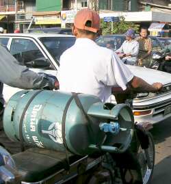 LPG gas tank on motorcycle