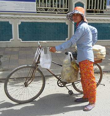 Selling corn from a bicycle