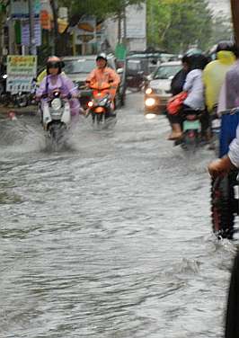 Flooded Phnom Penh street