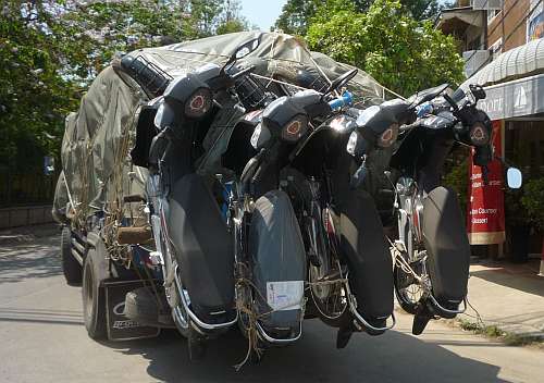 Motorbikes on a truck