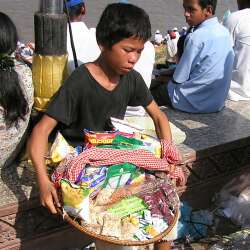 Selling chewing gum, seeds, and chips
