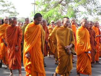 Monks in funeral procession