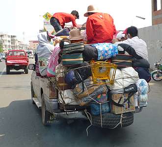 Traveling by pickup truck