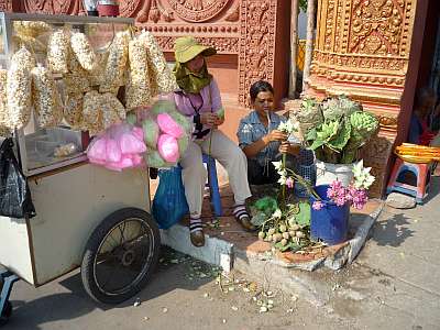 Selling flowers at the pagoda