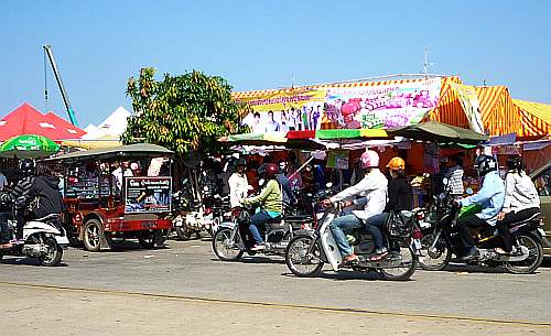 Booths on Koh Pich Island