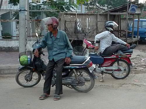Motorcycle taxis waiting for fares