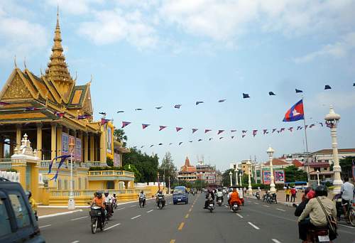 Holiday flags by the royal palace