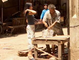 Girl buying ice to take home