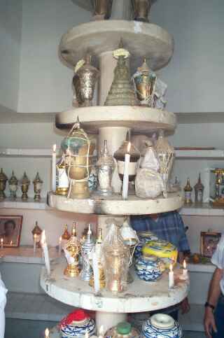 Urns containing ancestors' ashes