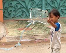 A homemade kite in Cambodia