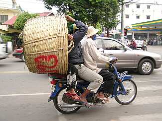 3 people and 5 big baskets