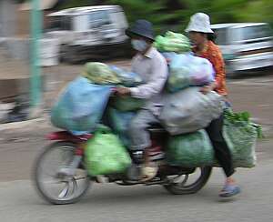 Overloaded motorcycle