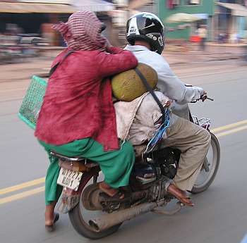 Heavily loaded motorcycle