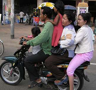 A family on a motorcycle