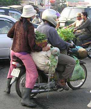 Motorcyle load of vegetables