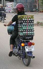 Motorcyle load of eggs