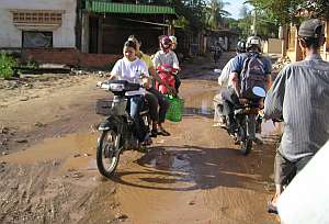 Road wet from rain