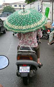 Umbrella on a motorcycle