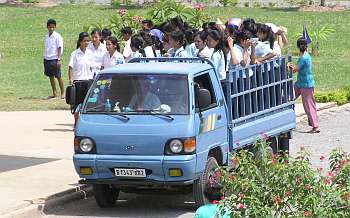 A truckload of students