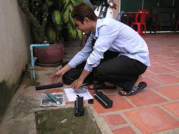 Refilling a laser toner cartridge