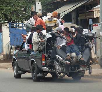 Overloaded pickup truck