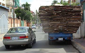 Truck loaded with cardboard for recycling