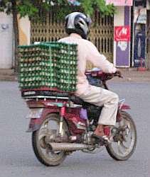 Motorcycle loaded with eggs