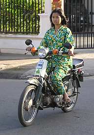 Pajamas on a motorbike