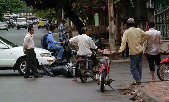 A car-motorcycle wreck