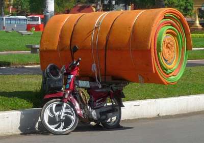 Huge roll of motorcycle