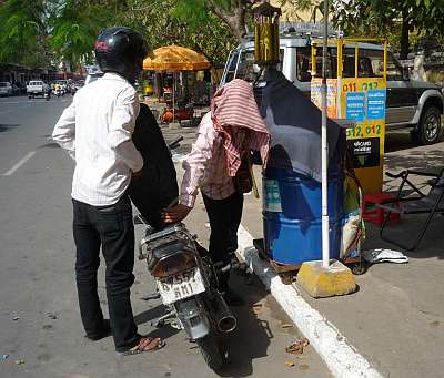 Refueling a motorcycle