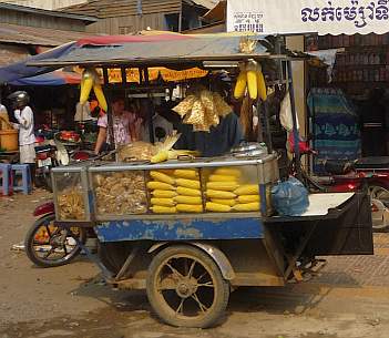 Selling corn from a cart