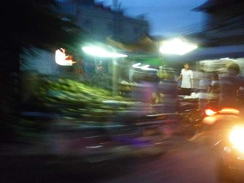 Food vendor on a busy street