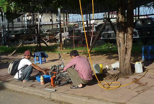 Repairing a flat tire