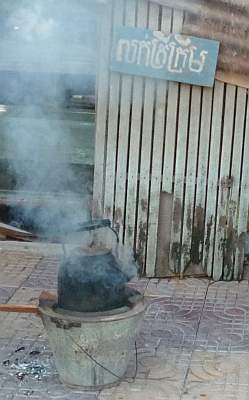 Boiling tea water on the street