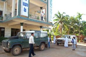 Arriving at the Battambang hotel