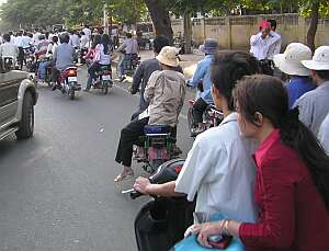 Motorcyles on Phnom Penh street