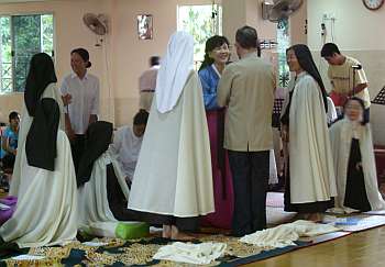Sisters greeting the bishop