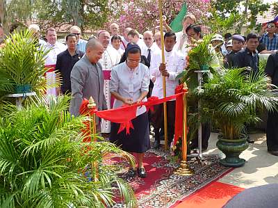 Cutting the ribbon