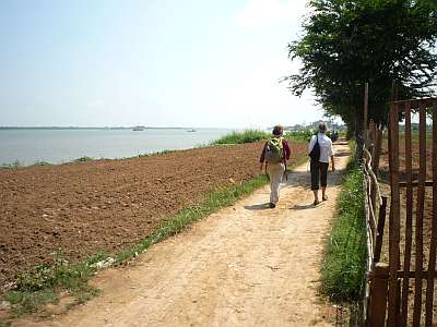 Village road and Mekong River