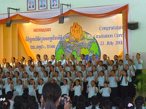 The students singing a song
