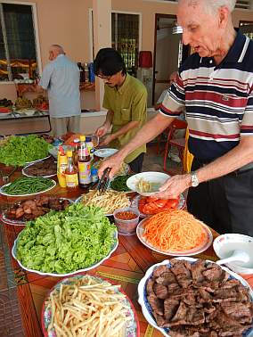 The serviing table at lunch