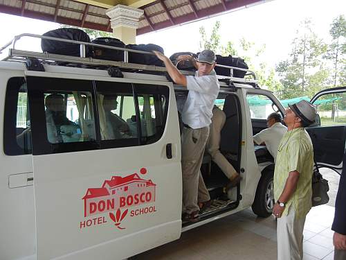 Loading the hotel van for our departure