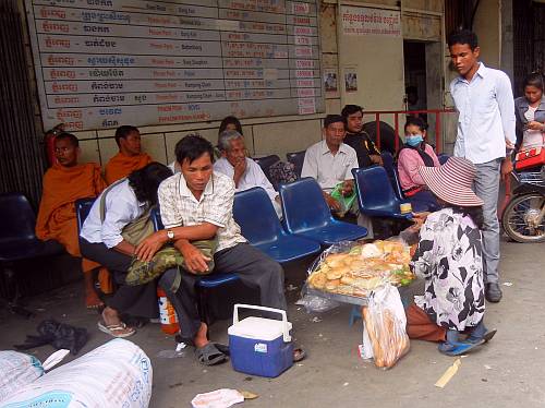 The bus station waiting area