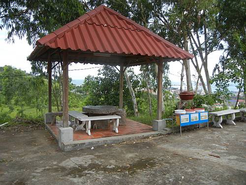 A gazebo overlooking the harbor