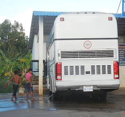 Washing a bus