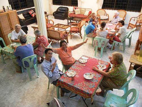 Eating Easter dinner at Maryknoll