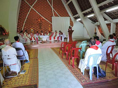 Morning meditation in the church