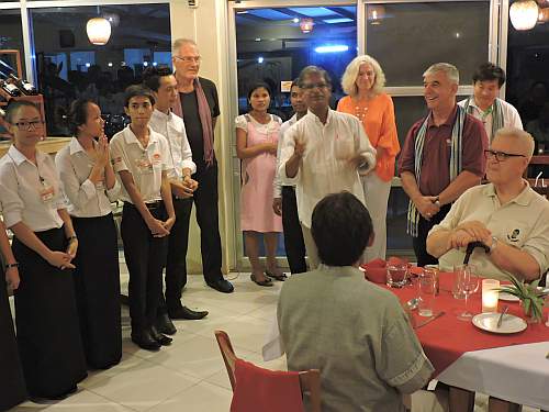 Bishop Anthony thanking the hotel school staff